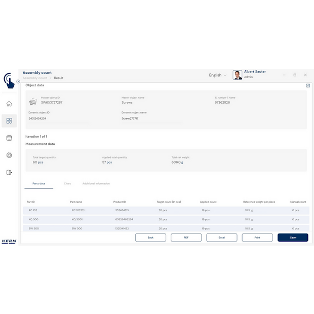 Software EasyTouch SET-35 Assembly Count