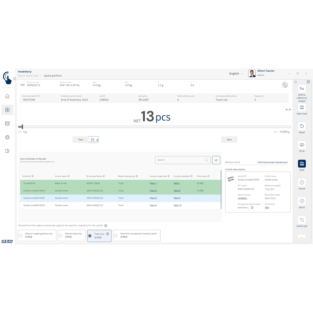 Inventurwaage KERN CKE 3600-2-Inventory