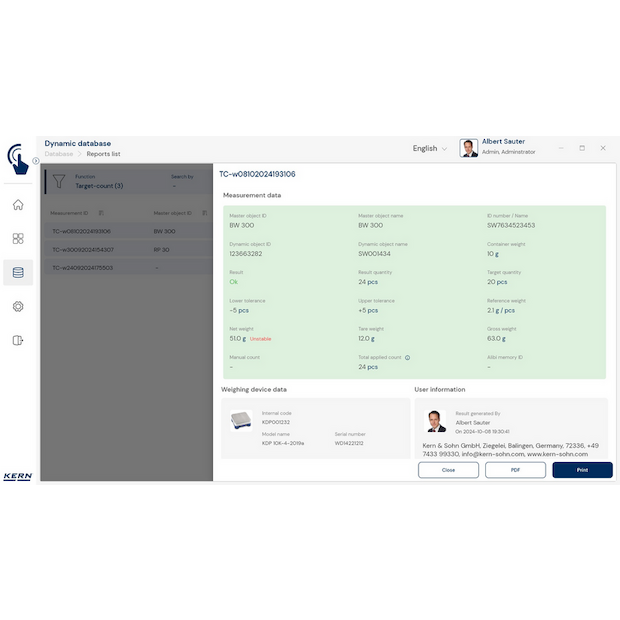Software EasyTouch SET-33 Target Count