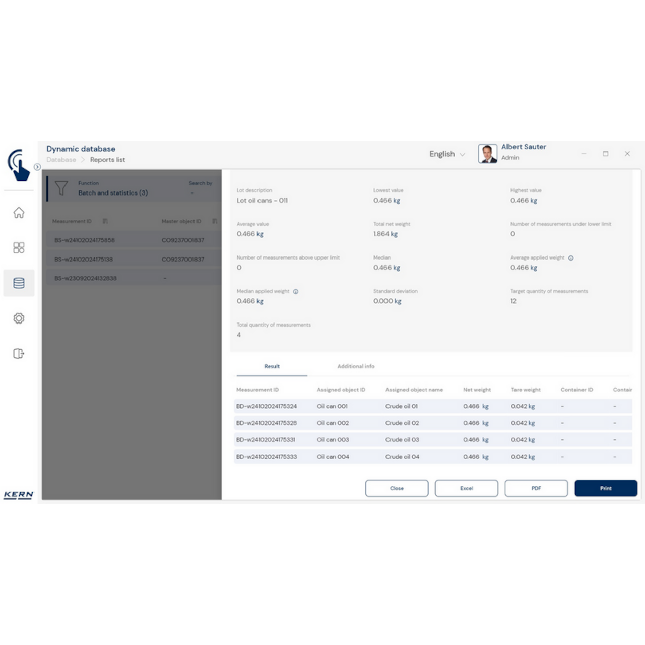 Software EasyTouch SET-16 Batch and Statistics