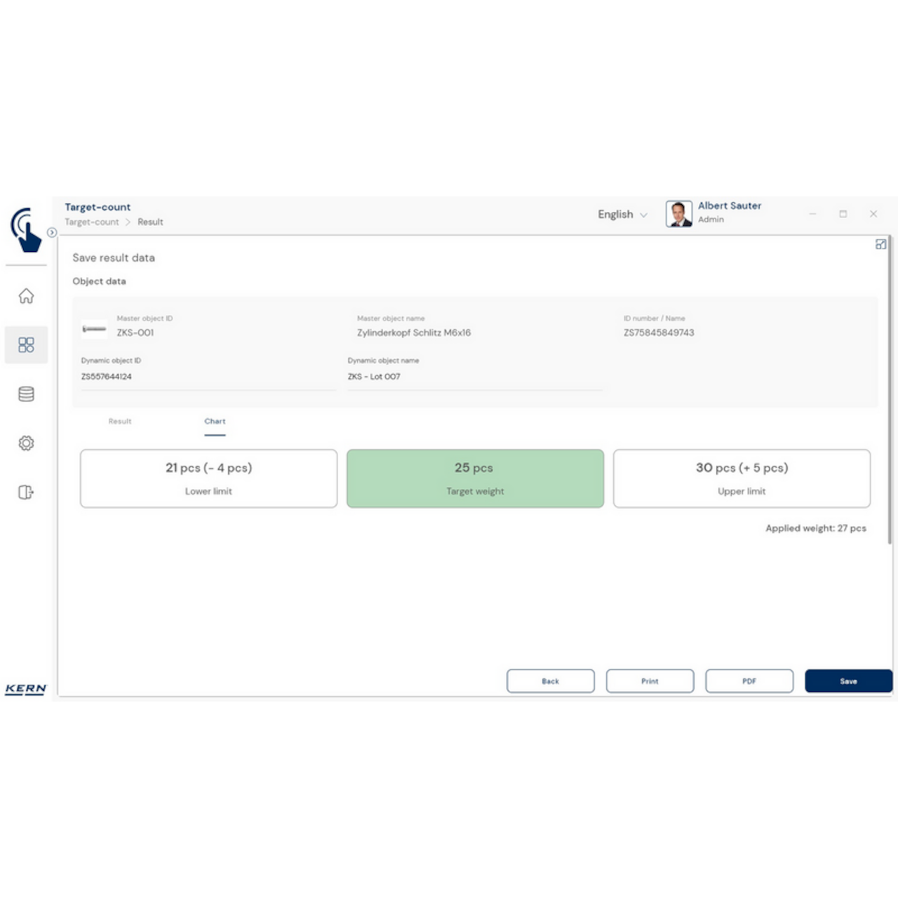 Software EasyTouch SET-33 Target Count