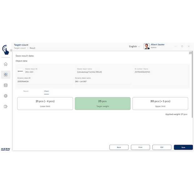 Software EasyTouch SET-33 Target Count