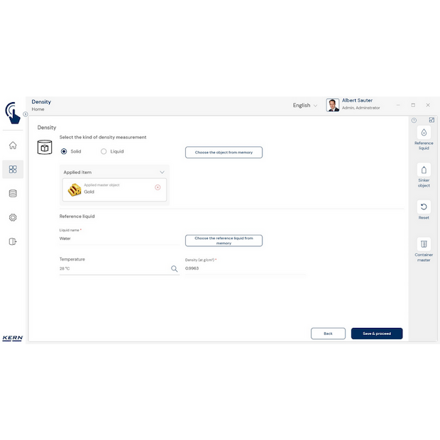 Software EasyTouch SET-04 Density