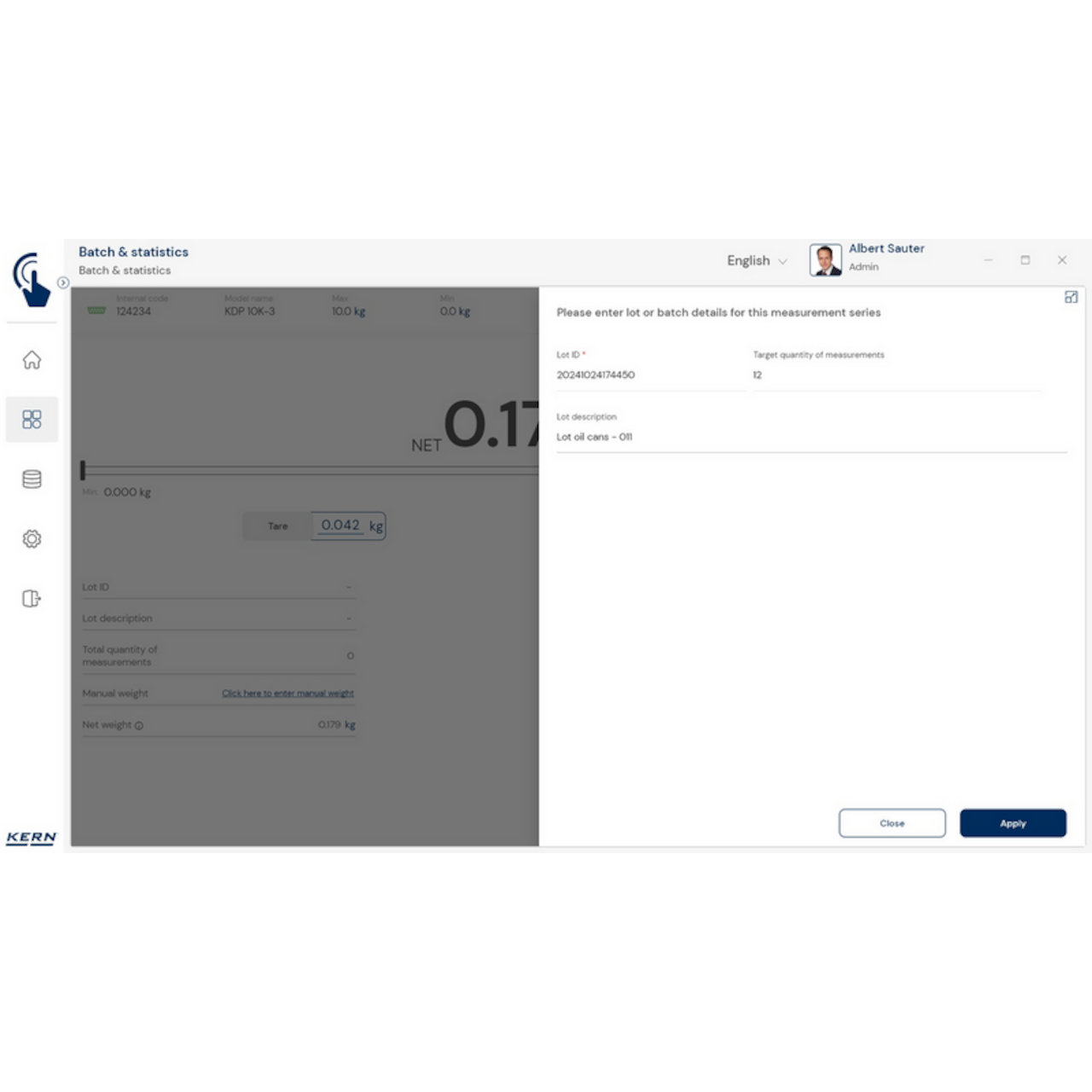 Software EasyTouch SET-16 Batch and Statistics