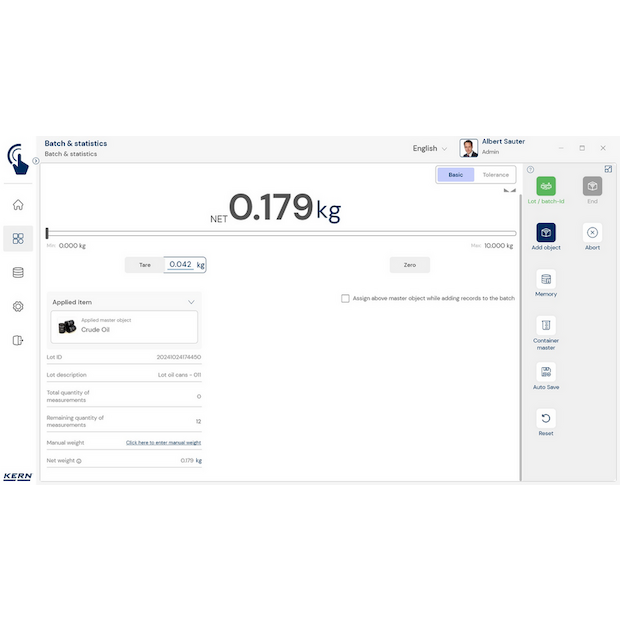 Software EasyTouch SET-16 Batch and Statistics
