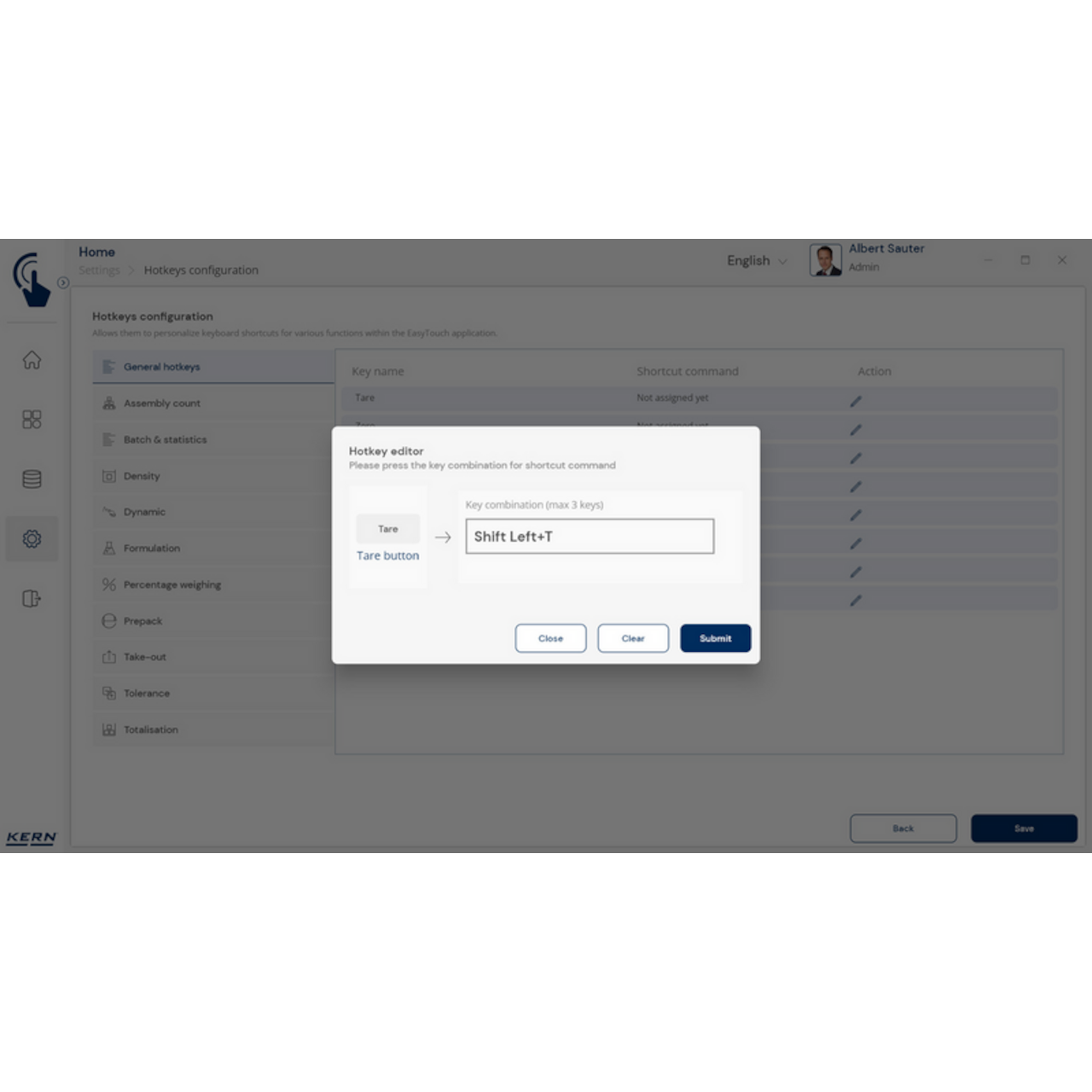 Software EasyTouch SET-411 Hotkeys