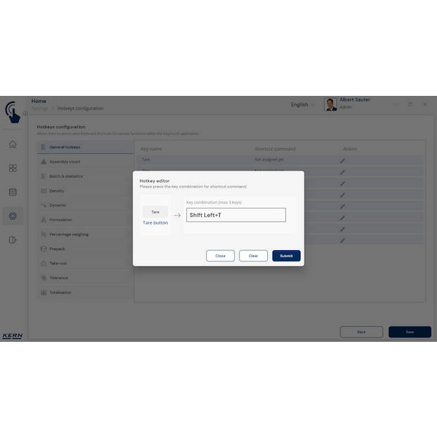 Software EasyTouch SET-411 Hotkeys