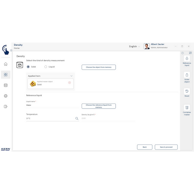 Software EasyTouch SET-04 Density