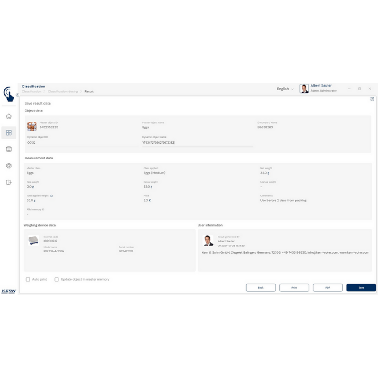 Software EasyTouch SET-06 Classification