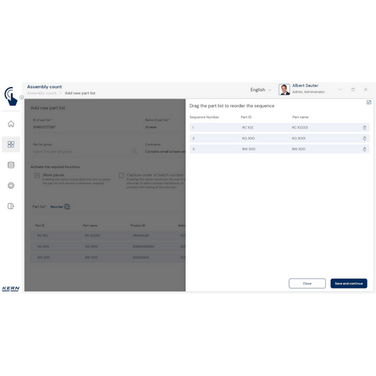 Software EasyTouch SET-35 Assembly Count