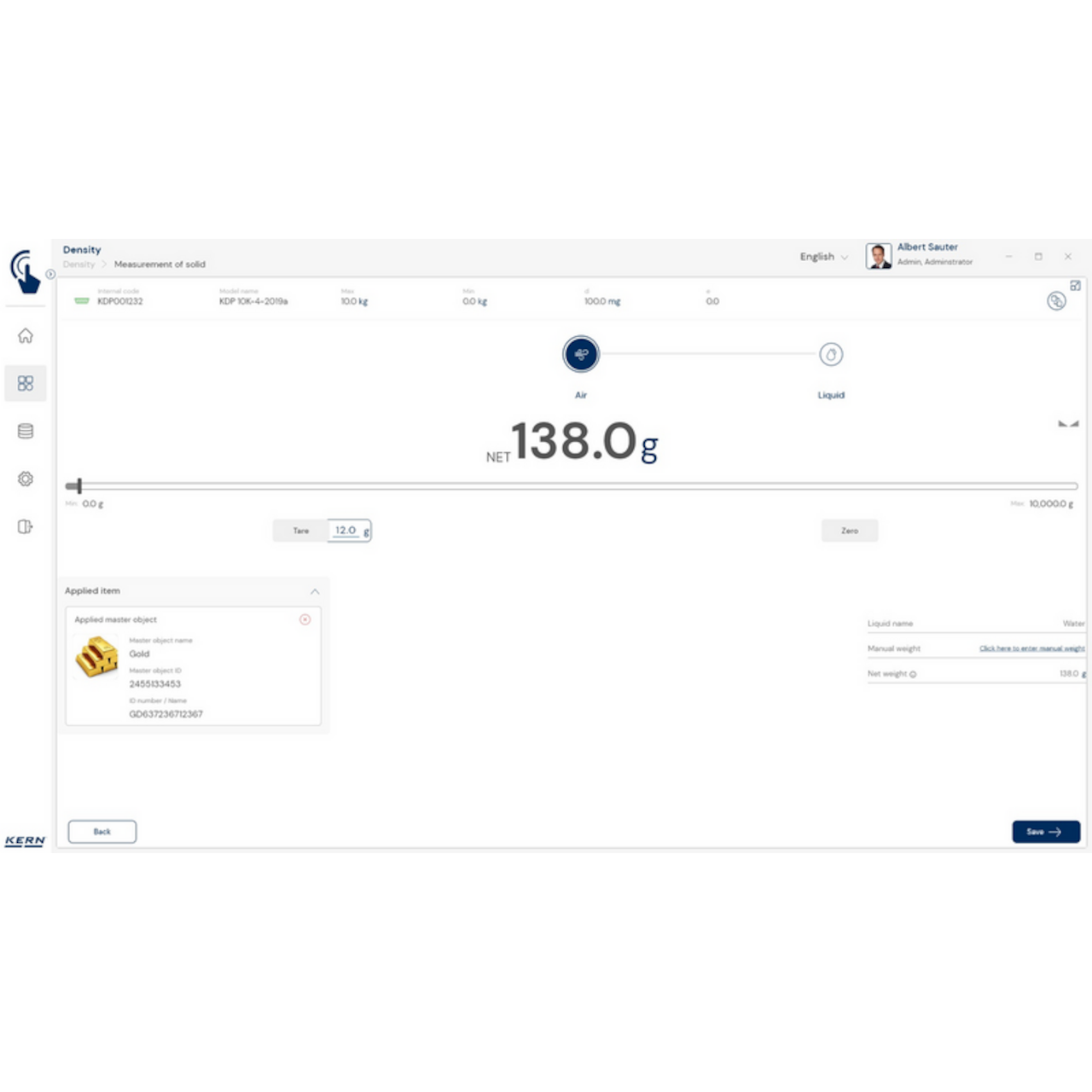 Software EasyTouch SET-04 Density