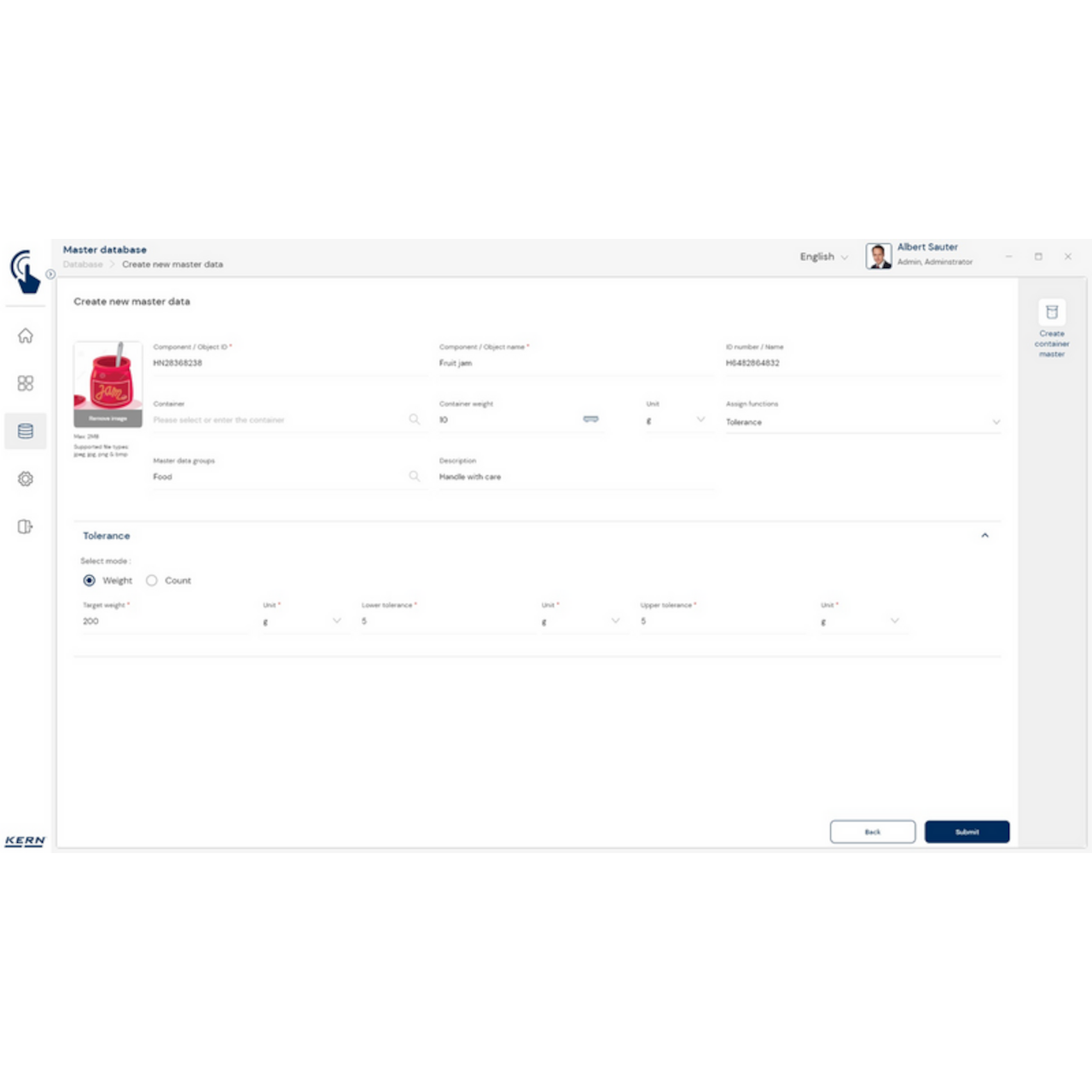 Software EasyTouch SET-31 Tolerance