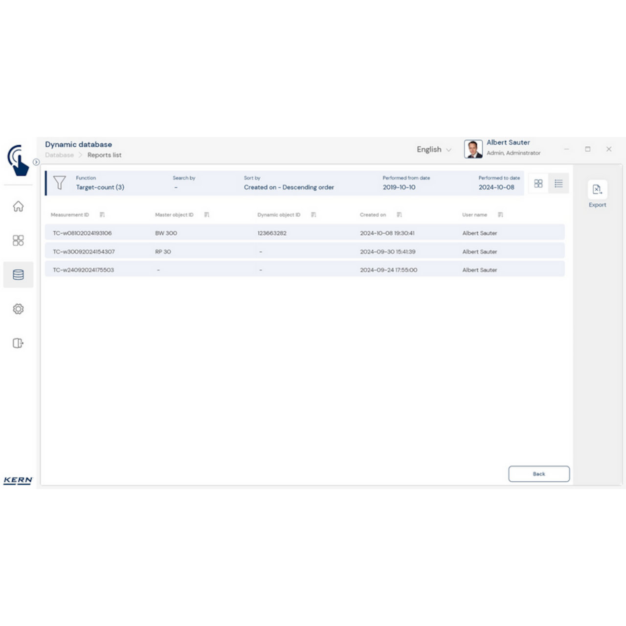 Software EasyTouch SET-33 Target Count
